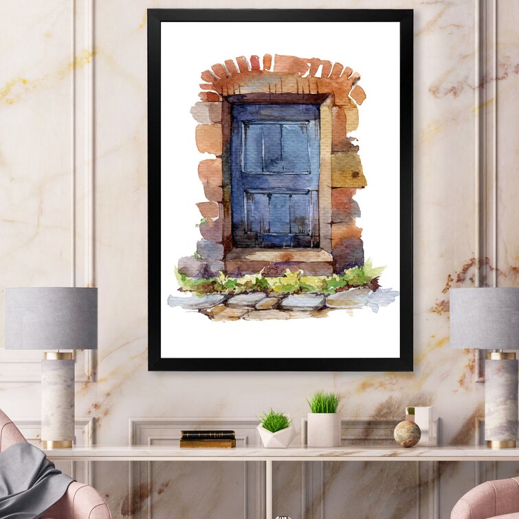 Bless international Old Blue Door Rustic Entrance Door On Canvas